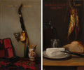 Still Life with Pipe and Matches and Still Life with Herring, Bread, and Cheese pair by Alexandre-Gabriel Decamps (French, 1803–1860) - Classic Art canvas print
