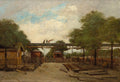 Construction of an Elevated Railway  Bridge over the Cours de Vincennes by Paul Désiré Trouillebert (French, 1829–1900) - Classic Art canvas print