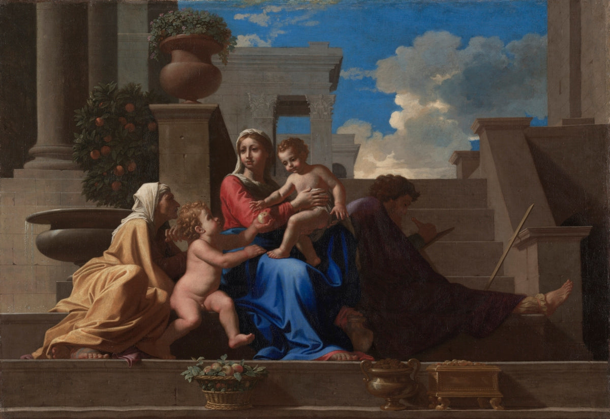 The Holy Family on the Steps by Nicolas Poussin (French, 1594–1665) - Classic Art canvas print