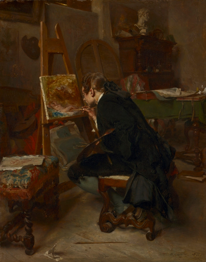 A Painter by Ernest Meissonier (French, 1815–1891) - Classic Art canvas print