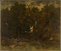 Leaving the Forest, Fontainebleau Setting Sun by Théodore Rousseau (French, 1812–1867) - Naive Art canvas print