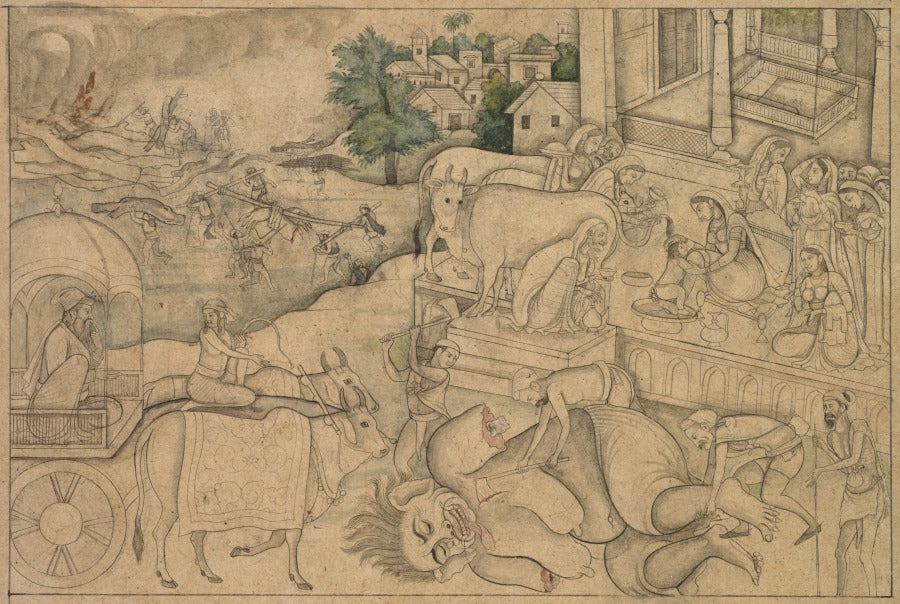 Cremation of the demon Putana, from a Krishna-Lila by  - Classic Art canvas print