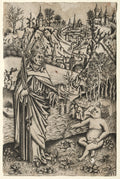 St. Augustine and the Child on the Seashore by Master of the Nuremberg Passion (German, active mid-1400s) - Classic Art canvas print