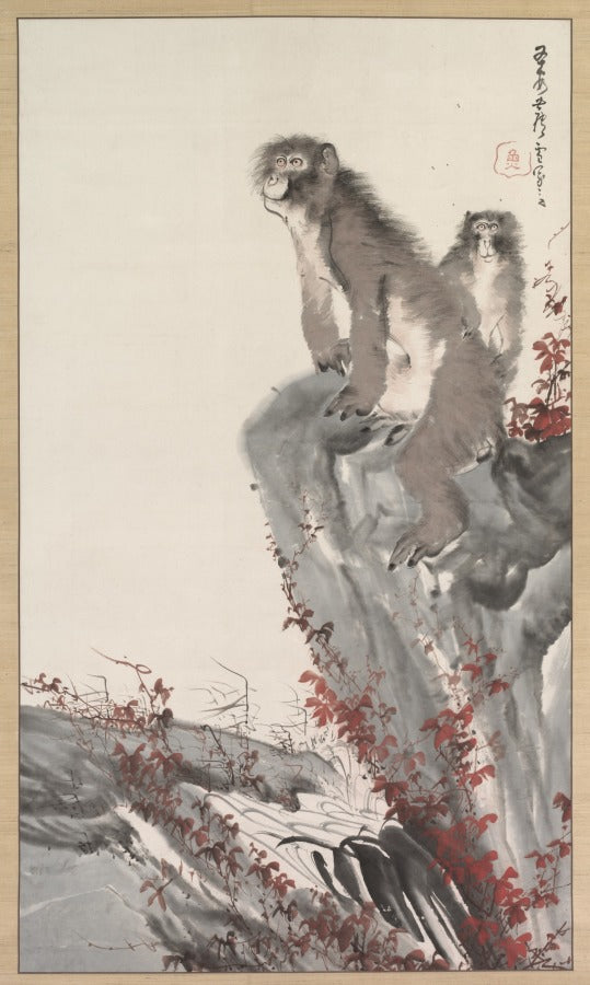 Monkeys by a Stream by Nagasawa Rosetsu (Japanese, 1754–1799) - Classic Art canvas print