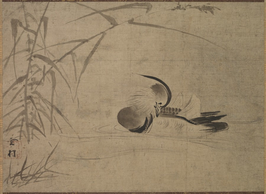 Mandarin Duck by Sesson Shūkei (Japanese, c. 1492–c. 1577) - Classic Art canvas print