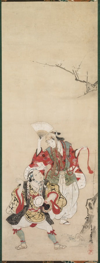 Spring Dancers Manzai by Miyagawa Chōshun (Japanese, 1683–1753) - Classic Art canvas print