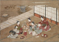 Playing the Hand Game by Hasegawa Yasumasa (Japanese) - Classic Art canvas print