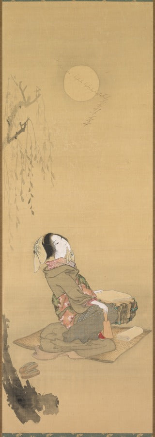 Woman Looking at the Moon by  - Classic Art canvas print