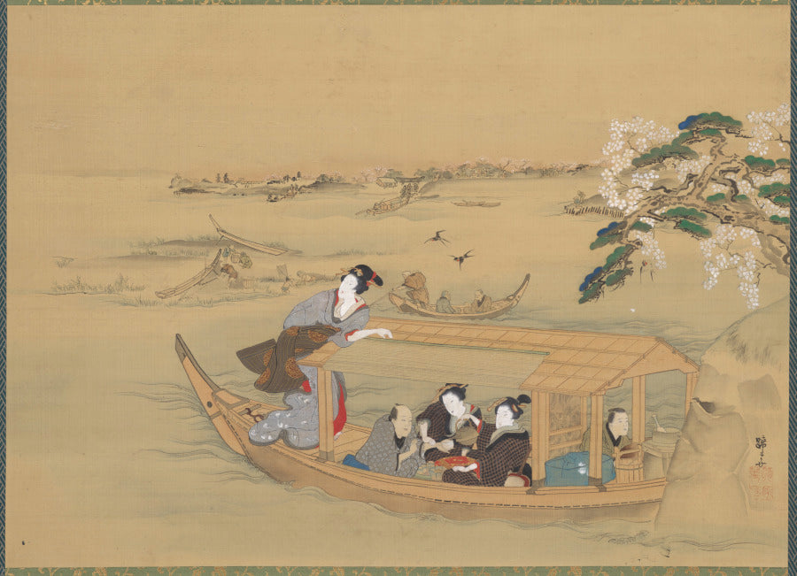 Pleasure Boat on the Sumida River by Teisai Hokuba (Japanese, 1771–1844) - Classic Art canvas print