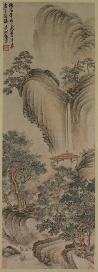 Empty Arbor and Rapid Waterfall by Zhang Ning (Chinese, 1426-c. 1495) - Classic Art canvas print