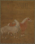 Two Horses by Yu Yuan (Chinese, active 1700s) - Classic Art canvas print