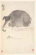 Elephant, Horse, and Hare by Min Zhen (Chinese, 1730–after 1788) - Classic Art canvas print