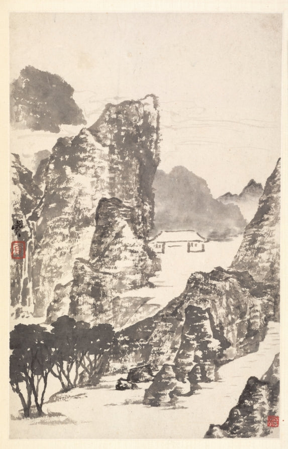 Landscape after Mi Fu by Min Zhen (Chinese, 1730–after 1788) - Classic Art canvas print