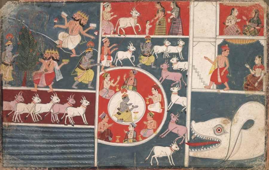 Krishna Playing the Flute and other Episodes from the Bhagavata Purana by  - Classic Art canvas print