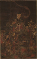 Monju Riding Lion with Attendants by  - Classic Art canvas print