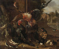 A Rooster and Turkey Fighting by Melchior de Hondecoeter (Dutch, 1636–1695) - Classic Art canvas print