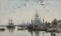 View of Bordeaux, from the Quai des Chartrons by Eugène Boudin (French, 1824–1898) - Classic Art canvas print