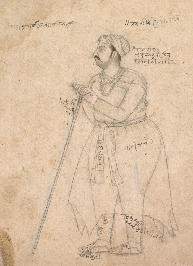 Portrait of Maharaja Rai Singh of Bikaner reigned 1574-1612 by Nur Muhammad (Indian, active c. 1580–1630) - Classic Art canvas print