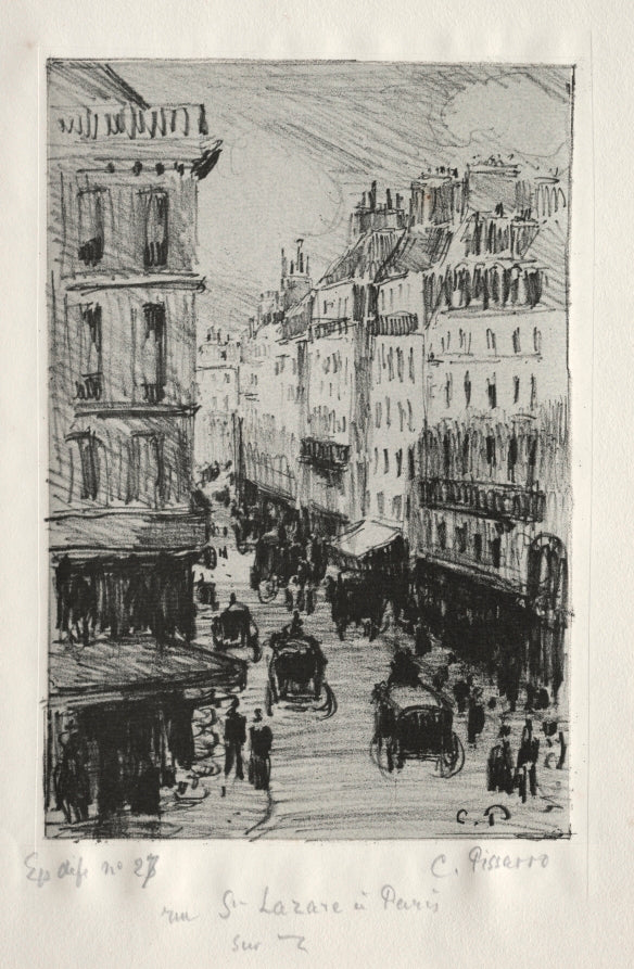 Rue Saint-Lazare, Paris by Camille Pissarro (French, 1830–1903) - Impressionist canvas print