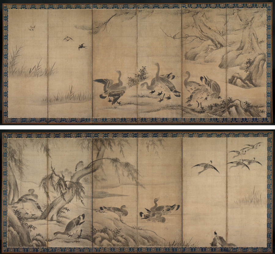 Wild Geese by Kano Sanraku (Japanese, 1559–1635) - Classic Art canvas print