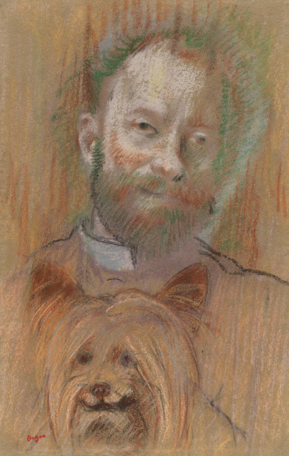 Ludovic Lepic Holding His Dog by Edgar Degas (French, 1834–1917) - Impressionist canvas print