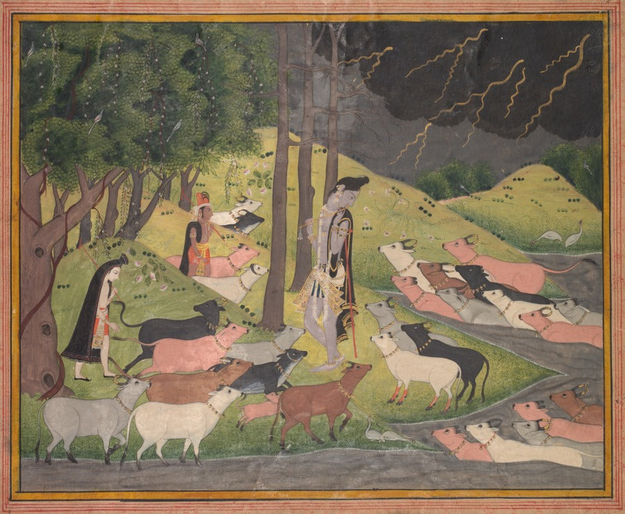 Krishna summoning the cows by  - Classic Art canvas print