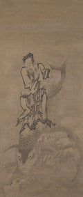 Hotei with Daoist Immortals Immortal Riding Carp by Kyūseki Tomonobu (Japanese, 1653–1721) - Classic Art canvas print