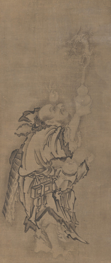Hotei with Daoist Immortals Immortal with Gourd and Dragon by Kyūseki Tomonobu (Japanese, 1653–1721) - Classic Art canvas print