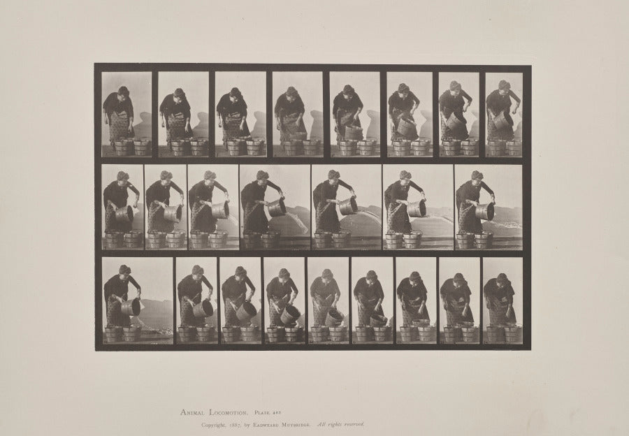 Emptying a Bucket of Water by Eadweard J. Muybridge (American, 1830–1904) - Classic Art canvas print