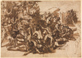 Poros Assailed by the Macedonian Army recto by Perino del Vaga (Italian, 1501–1547) - Classic Art canvas print