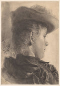 Bust of a Woman, Seen from Behind by Adolph von Menzel (German, 1815–1905) - Classic Art canvas print