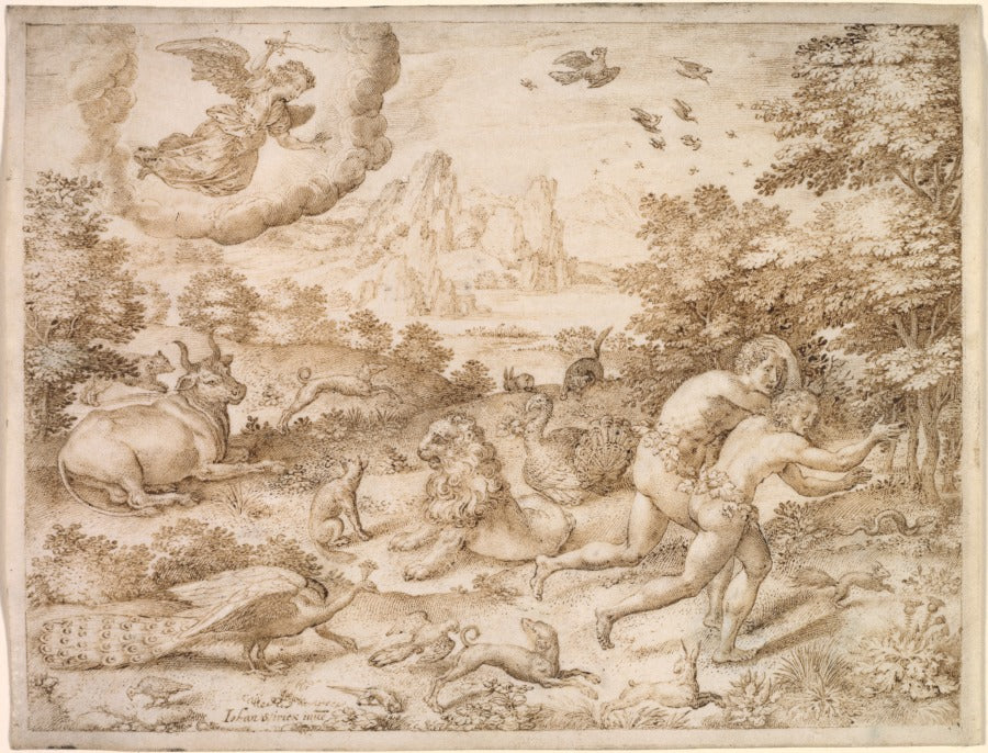 The Expulsion from Paradise by Jan Wierix (Flemish, c. 1549–after 1615) - Classic Art canvas print