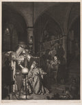 The Alchymist, in Search of the Philosopher's Stone, Discovers Phosphorus, and Prays for the Successful Conclusion of his Operation, as was the Custom of the Ancient Chymical Astrologers by William Pether (British, c. 1738–1821) - Classic Art canvas print