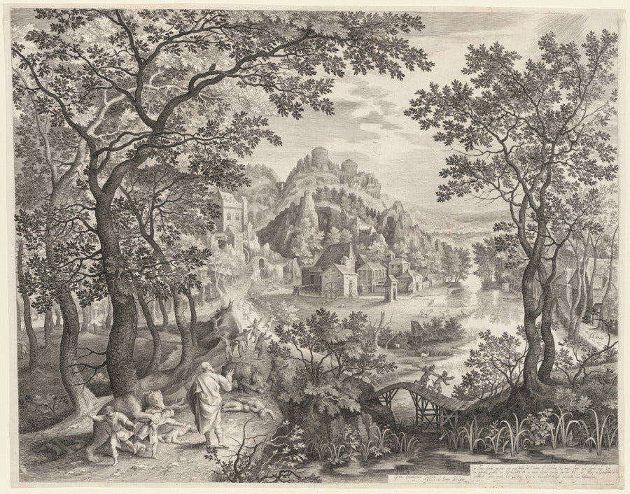 Elisha Cursing the Children of Bethel Who Are Being Devoured by the Bears by Nicolaes de Bruyn (Netherlandish, 1571–1656) - Classic Art canvas print
