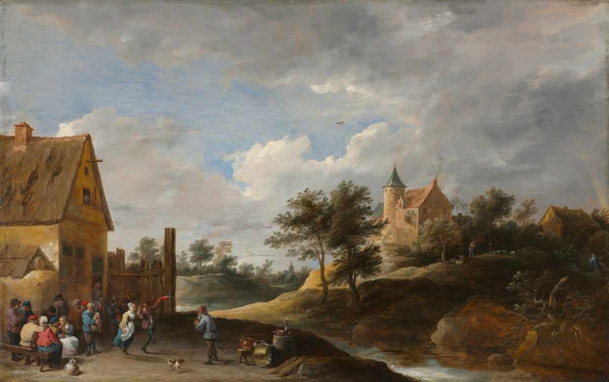 Landscape with Peasants Dancing by David Teniers (Flemish, 1610–1690) - Classic Art canvas print