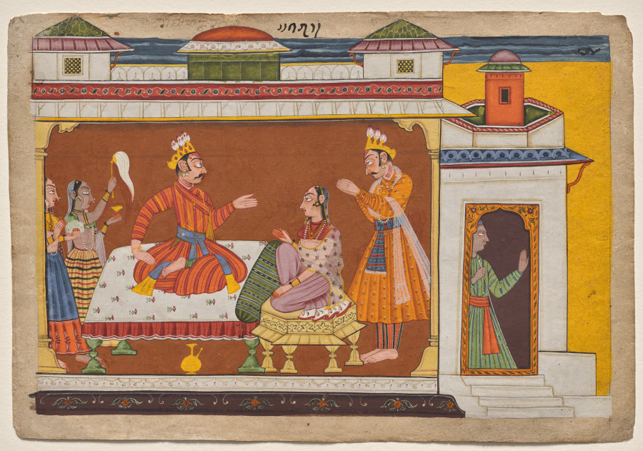 King Dasharatha confers with Kaikeyi, from the Shangri Ramayana by  - Classic Art canvas print