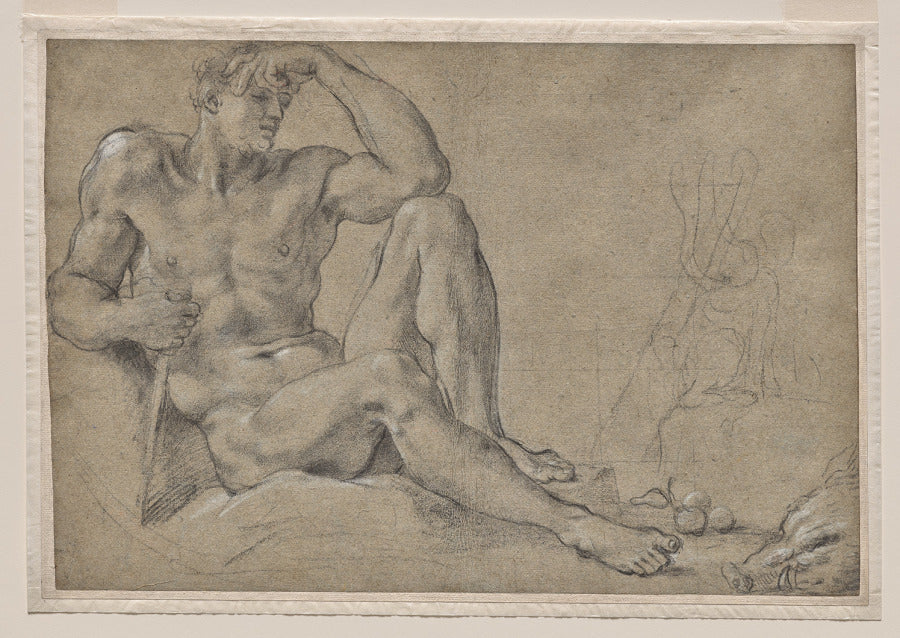 Hercules Resting recto Footed Vessel with Handle verso by Annibale Carracci (Italian, c. 1560–1609) - Classic Art canvas print