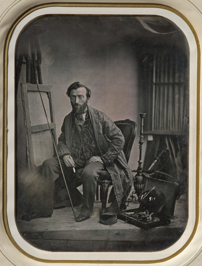 Self-Portrait in Painting Studio by Camille Dolard (French, 1810–1884) - Classic Art canvas print