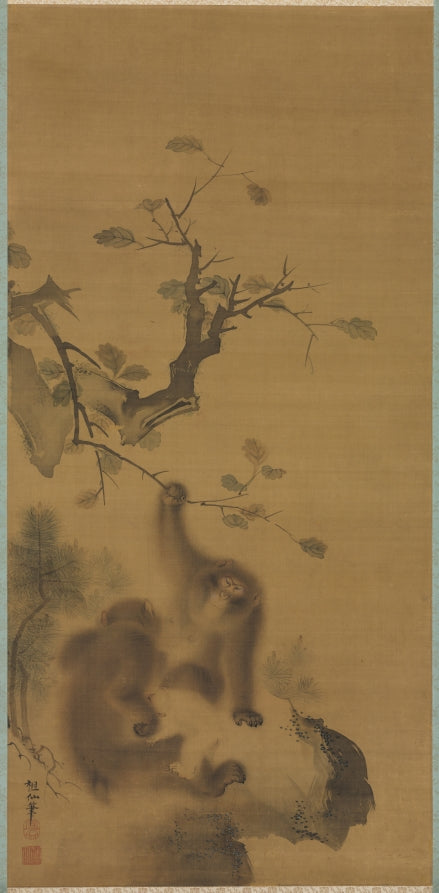 Monkeys on a Rock Ledge by Mori Sosen (Japanese, 1747–1821) - Classic Art canvas print