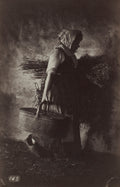 Female Peasant Carrying a Basket and Hay by Auguste Giraudon (French) - Classic Art canvas print