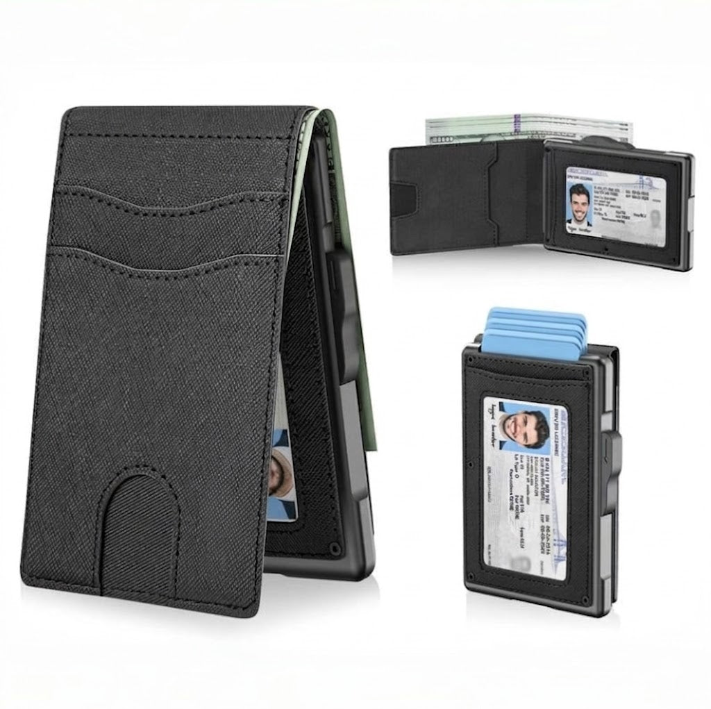 💳Wallet for Men - Pop Up Case, Cash Slot, and Credit Card Slot - Slim Aluminum Wallet with RFID Blocking