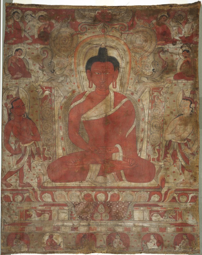 Seated Amitabha with Attendants by  - Classic Art canvas print