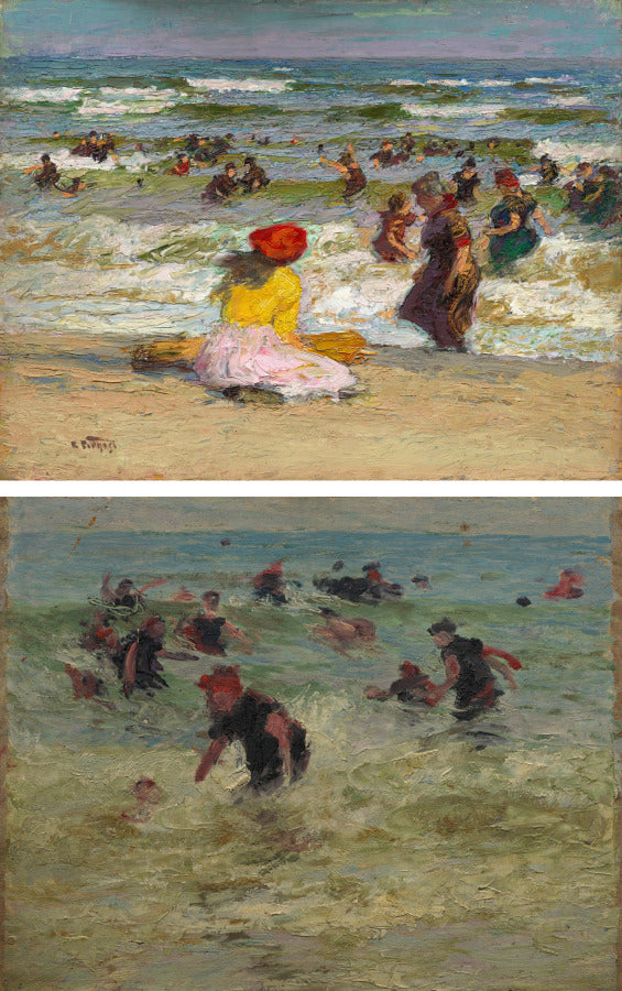 In the Surf recto Beach Study verso by Edward H. Potthast (American, 1857–1927) - Classic Art canvas print