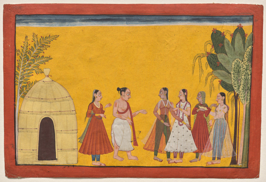 Rishyashringa addresses the courtesans, from the Shangri Ramayana by  - Classic Art canvas print