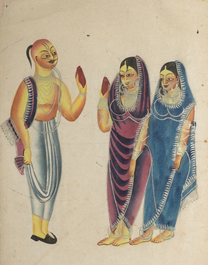 Vaishnava Devotee with Two Women by  - Classic Art canvas print