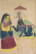 Baby Krishna Asking for Butter from Yashoda, from a Kalighat album by  - Classic Art canvas print