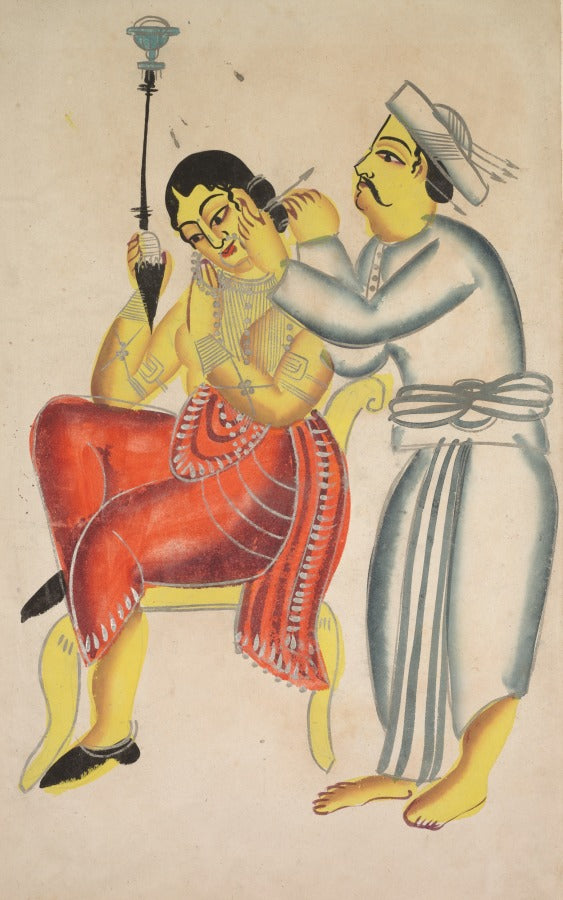 Barber Cleaning a Womans Ear by  - Classic Art canvas print