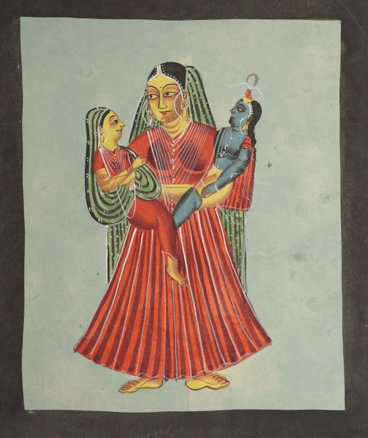 Yasoda Holding Krishna and Radha by  - Classic Art canvas print