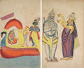 Krishna Ferrying Radha Across the Yamuna River recto Parivati Placing a Wedding Garland on Shiva verso by  - Classic Art canvas print