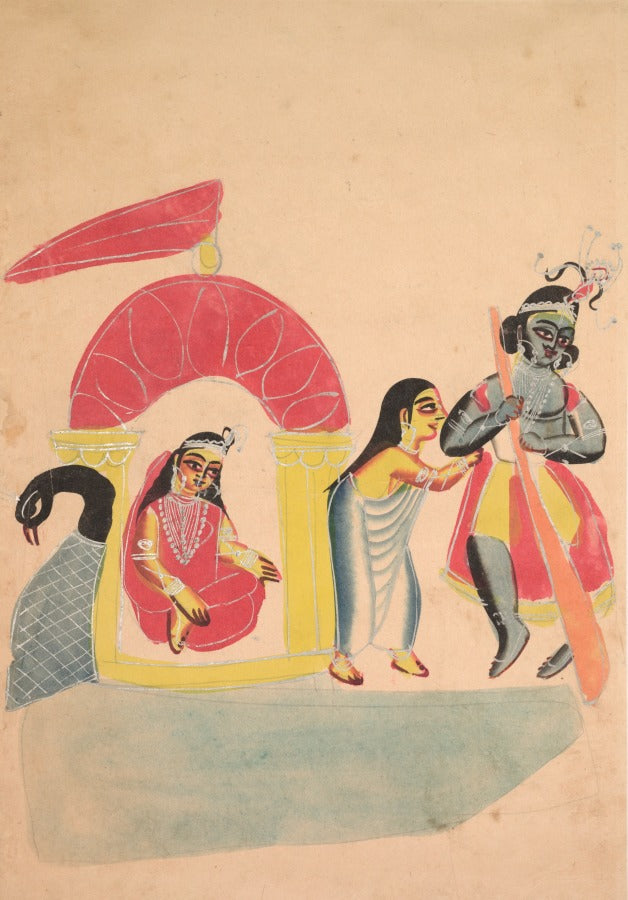 Krishna Ferrying Radha Across the Yamuna River by  - Classic Art canvas print
